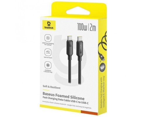 Кабель Baseus Foamed Silicone Fast Charging Data Type-C to Type-C 100W (2m) black 2003000288797 6932172693657