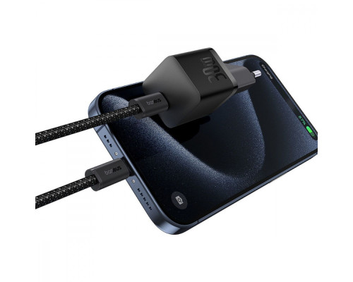 МЗП Baseus GaN5 Mini Fast Charger Type-C 30W (With Cable Type-C to Type-C 100W 1m) blue 2003000198232 6932172654429