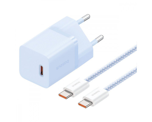 МЗП Baseus GaN5 Mini Fast Charger Type-C 30W (With Cable Type-C to Type-C 100W 1m) blue 2003000198232 6932172654429