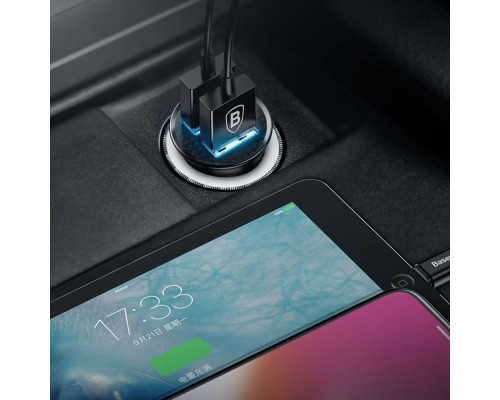 АЗП Baseus Circular Plastic QC 3.0 30W 2USB white