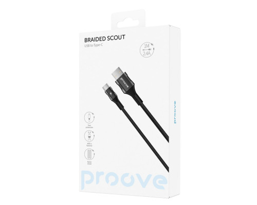 Кабель Proove Braided Scout Type-C 2.4A (1m) black