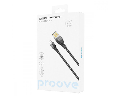 Кабель Proove Double Way Weft Micro USB 2.4A (1m) black