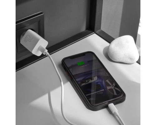 МЗП Baseus Super Silicone PD Charger 20W (1Type-C) + With Cable Type-C to Lightning white