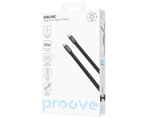 Кабель Proove AirLine Type-C to Type-C 60W (1m) black 2003000300307 6901119609587