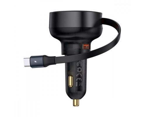 АЗП Baseus Enjoyment Pro Car Charger USB + Retractable C & iP Cable 60W black 2003000159585 6932172641634