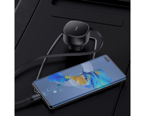 АЗП Baseus Enjoyment Pro Car Charger USB + Retractable C & iP Cable 60W black 2003000159585 6932172641634