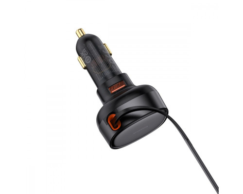 АЗП Baseus Enjoyment Pro Car Charger USB + Retractable C & iP Cable 60W black 2003000159585 6932172641634