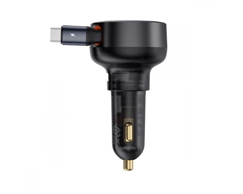 АЗП Baseus Enjoyment Pro Car Charger USB + Retractable C & iP Cable 60W black 2003000159585 6932172641634