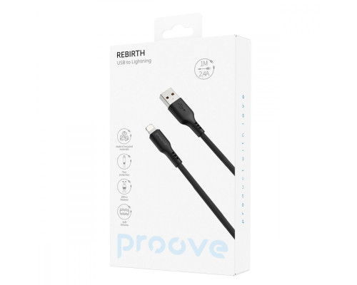 Кабель Proove Rebirth USB to Lightning 2.4A (1m) green 2003000258134 6901117837135