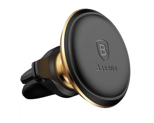 Автомобільний тримач Baseus Magnetic Air Vent Car Mount With Cable Clip gold