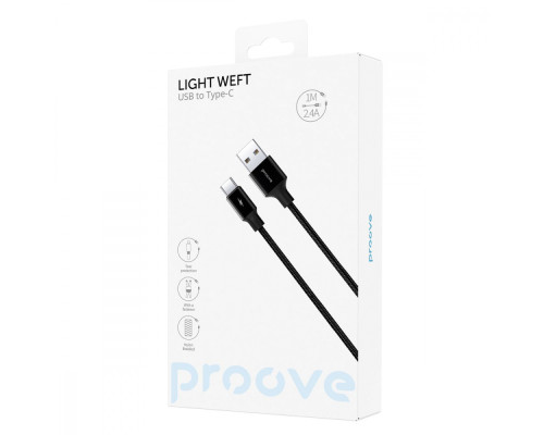 Кабель Proove Light Weft Type-C 2.4A (1m) black