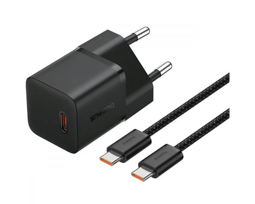 МЗП Baseus GaN5 Mini Fast Charger Type-C 20W (With Clable Type-C to Type-C 100W 1m) black 2003000172089 6932172654504