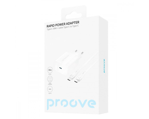 МЗП Proove Rapid 30W (Type-C) + Кабель Type-C to Type-C white