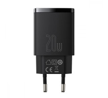 МЗП Baseus Compact Quick Charger 20W QC+ PD (1Type-C + 1USB) black 2001000372423 6953156207233