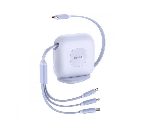 Кабель Baseus Traction Series Retractable 3-in-1 Fast Charging Type-C (Micro USB+Lightning+Type-C) 100W (1.7m) purple