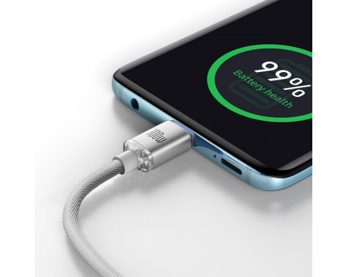 Кабель Baseus Crystal Fast Charging Type-C to Type-C 100W (1m) white 2003000231694 6932172683320