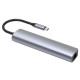 Type-C-Хаб Proove Iron Link 5 in 1 (3*USB3.0 + Tyce C + RJ45) silver