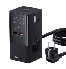 Мережевий фільтр Baseus Power Combo Tower Digital (2*AC+2*USB+2*Type-C 100W 1.5m) black