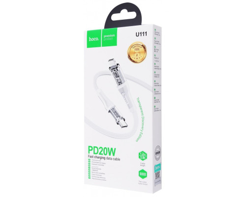 Кабель Hoco U111 Transparent Discovery Type-C to Lightning (1.2m) green 2001000590216 6931474778246