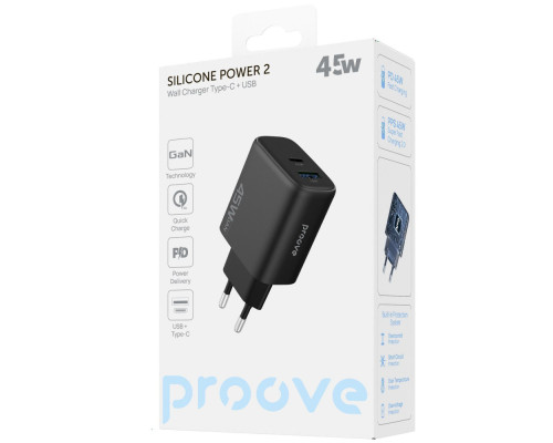 МЗП Proove Silicone Power 2 45W (Type-C+USB) white 2003000320114 6901119726215