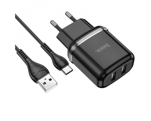 МЗП Hoco N4 Aspiring + Cable (Type-C) 2.4A 2USB black