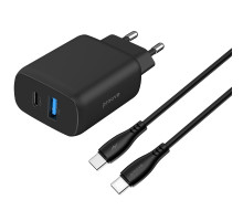 МЗП Proove Silicone Power 2 30W (Type-C + USB) + Cable Type-C to Type-C (1m) black 2003000238587 6901119466333