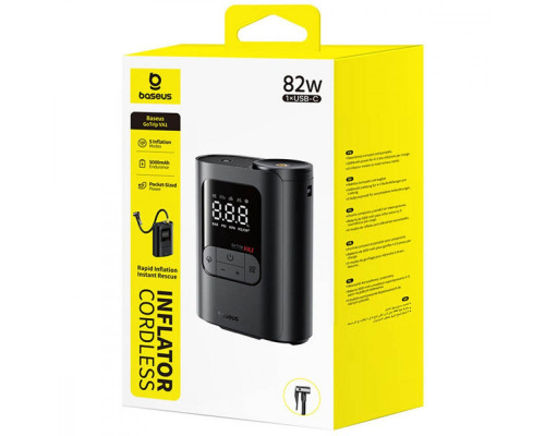 Автомобільний насос Baseus GoTrip VA1 Super Mini 80W 5000mAh black 2003000299458 6932172695910