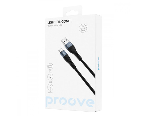 Кабель Proove Light Silicone Micro USB 2.4A (1m) white