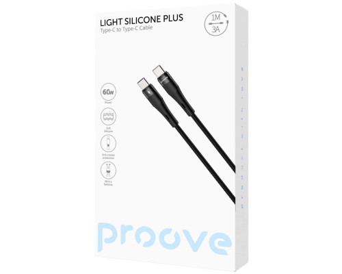Кабель Proove Light Silicone Plus Type-C to Type-C 60W (1m) black 2003000244014 6901116097417