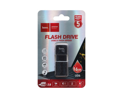 USB флеш-накопичувач Hoco UD6 USB 2.0 16GB Колір Чорний