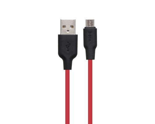 Кабель USB Hoco X21 Plus Silicone Micro 0.25m Колір Чорно-Червоний 6931474712400