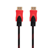 Кабель HDMI- HDMI 1.4V 5m (Тканинний провід) Колір Чорно-Червоний