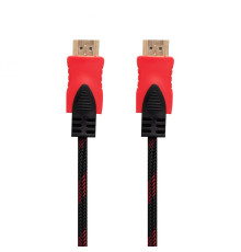 Кабель HDMI- HDMI 1.4V 5m (Тканинний провід) Колір Чорно-Червоний