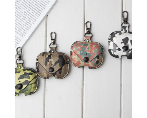 Футляр для навушників AirPods 1/2 Camouflage Leather Колір Бiло-Чорний