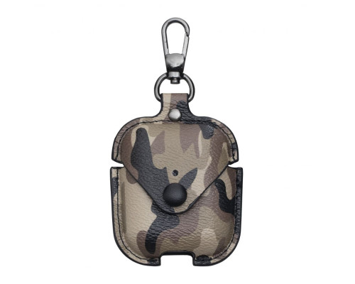 Футляр для навушників AirPods 1/2 Camouflage Leather Колір Бiло-Чорний