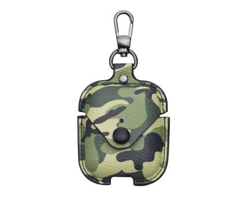 Футляр для навушників AirPods 1/2 Camouflage Leather Колір Бiло-Чорний