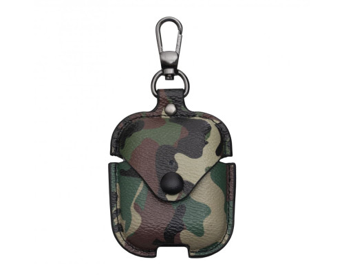 Футляр для навушників AirPods 1/2 Camouflage Leather Колір Бiло-Чорний