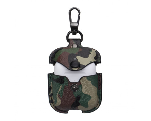 Футляр для навушників AirPods 1/2 Camouflage Leather Колір Бiло-Чорний