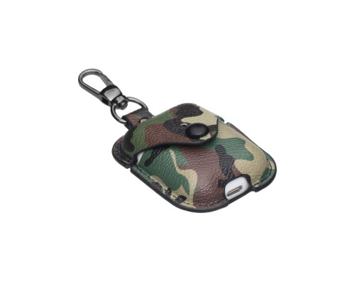 Футляр для навушників AirPods 1/2 Camouflage Leather Колір Бiло-Чорний