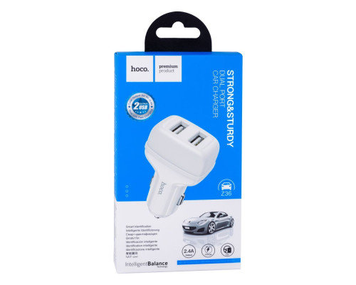 Автомобільний Зарядний Пристрій Hoco Z36 2USB Колір Бiлий 6931474727725