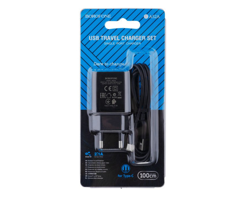 Мережевий Зарядний Пристрій Borofone BA52A Type-C 2.1A Колір Бiлий 6931474737373