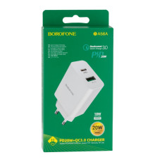 Мережевий Зарядний Пристрій Borofone BA56A PD 20W + QC3.0 Колір Бiлий 6931474745156