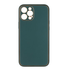 Чохол Leather Gold with Frame without Logo для iPhone 12 Pro Max Колір Dark Green 2020000264262