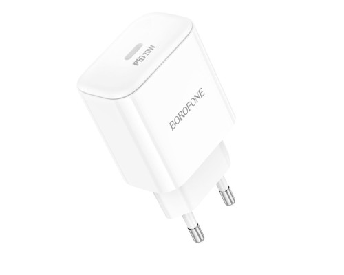 Мережевий Зарядний Пристрій Borofone BA81A 1USB-C PD/QC 20W Колір Бiлий 6941991108181