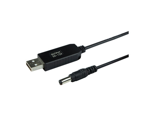 Кабель USB to DC для роутера з 5v на 12v 0.6A 5.5х2.1 mm Колір Чорний