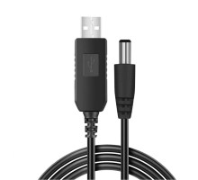 Кабель USB to DC для роутера з 5v на 12v 0.6A 5.5х2.1 mm Колір Чорний