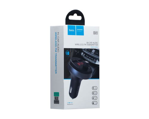 FM-трансмітер Hoco E41 Wireless FM Transmitter М'ята упаковка Колір Чорний