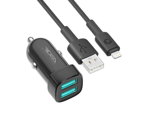 Автомобільний Зарядний Пристрій Ridea RCC-21312 Grand Lightning 2USB 2.4 A Колір Чорний 6902013730742 ma29376_3869598