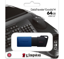USB флеш-накопичувач 3.2 Kingston DataTraveler Exodia M 64GB Колір Чорний/Синій