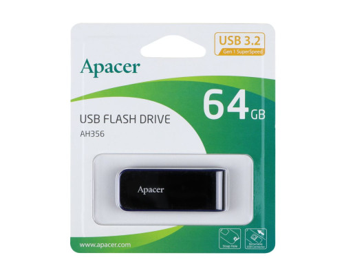 USB флеш-накопичувач 3.2 Apacer AH356 64Gb Колір Чорний 4712389911346